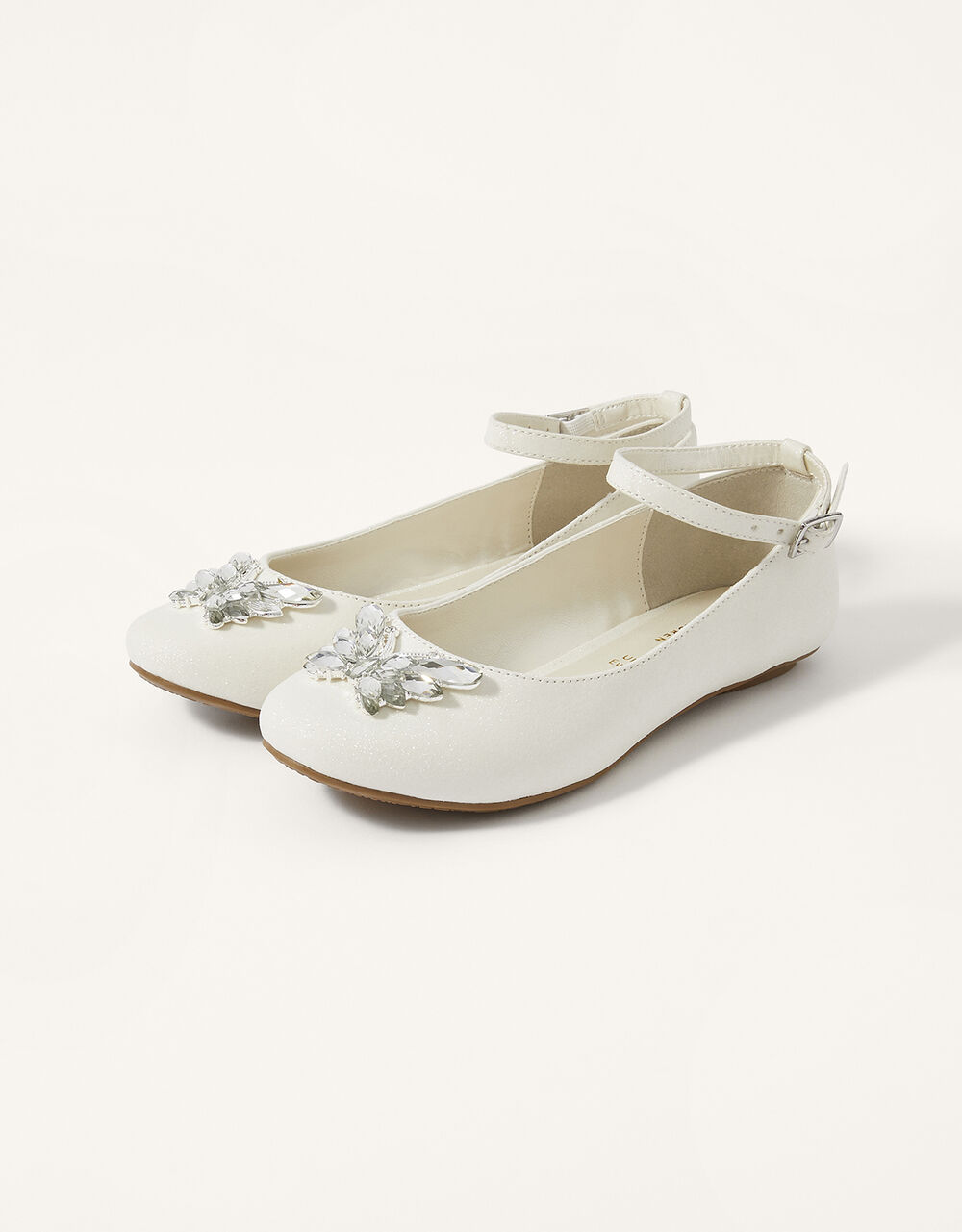 Children Children's Shoes & Sandals | Calipso Shimmer Butterfly Ballerina Flats Ivory - ZN38354