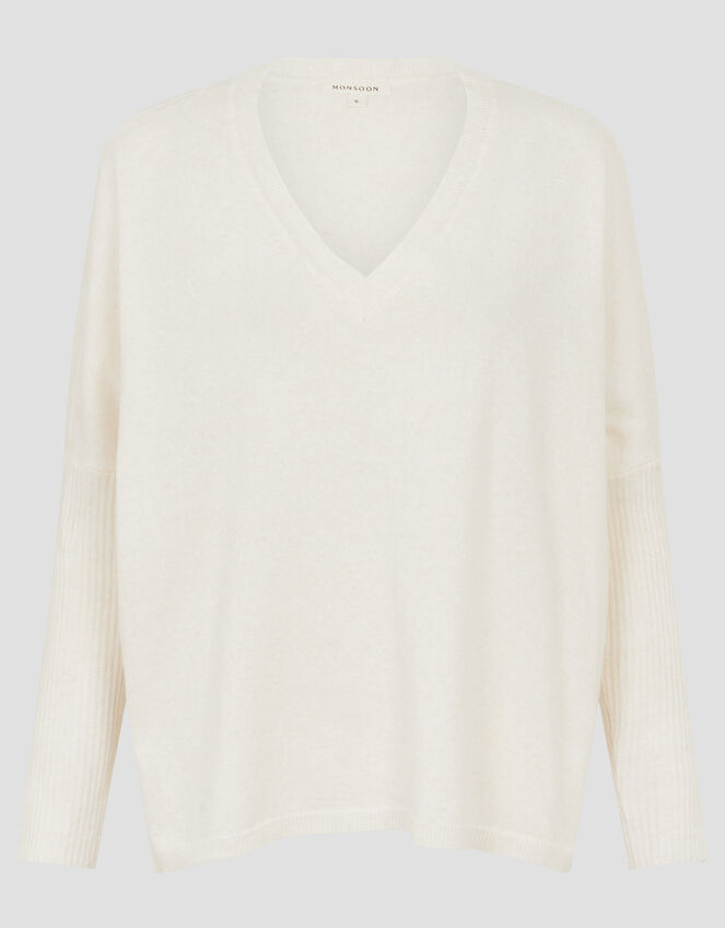 Vicki V-Neck Jumper, Ivory (IVORY), large