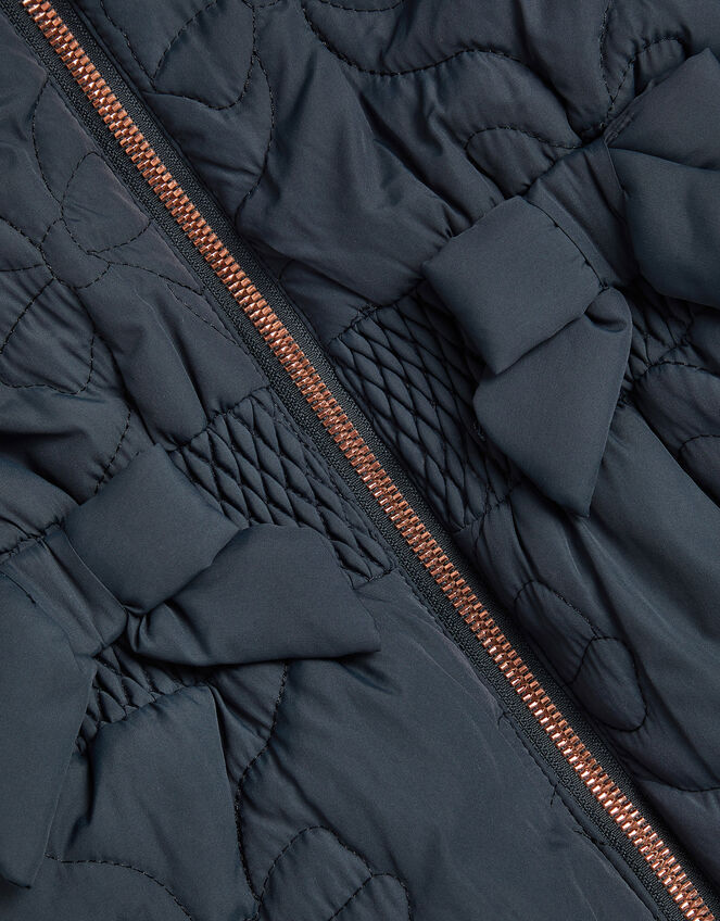 Bonnie Bow Quilted Puffer Coat, Blue (NAVY), large