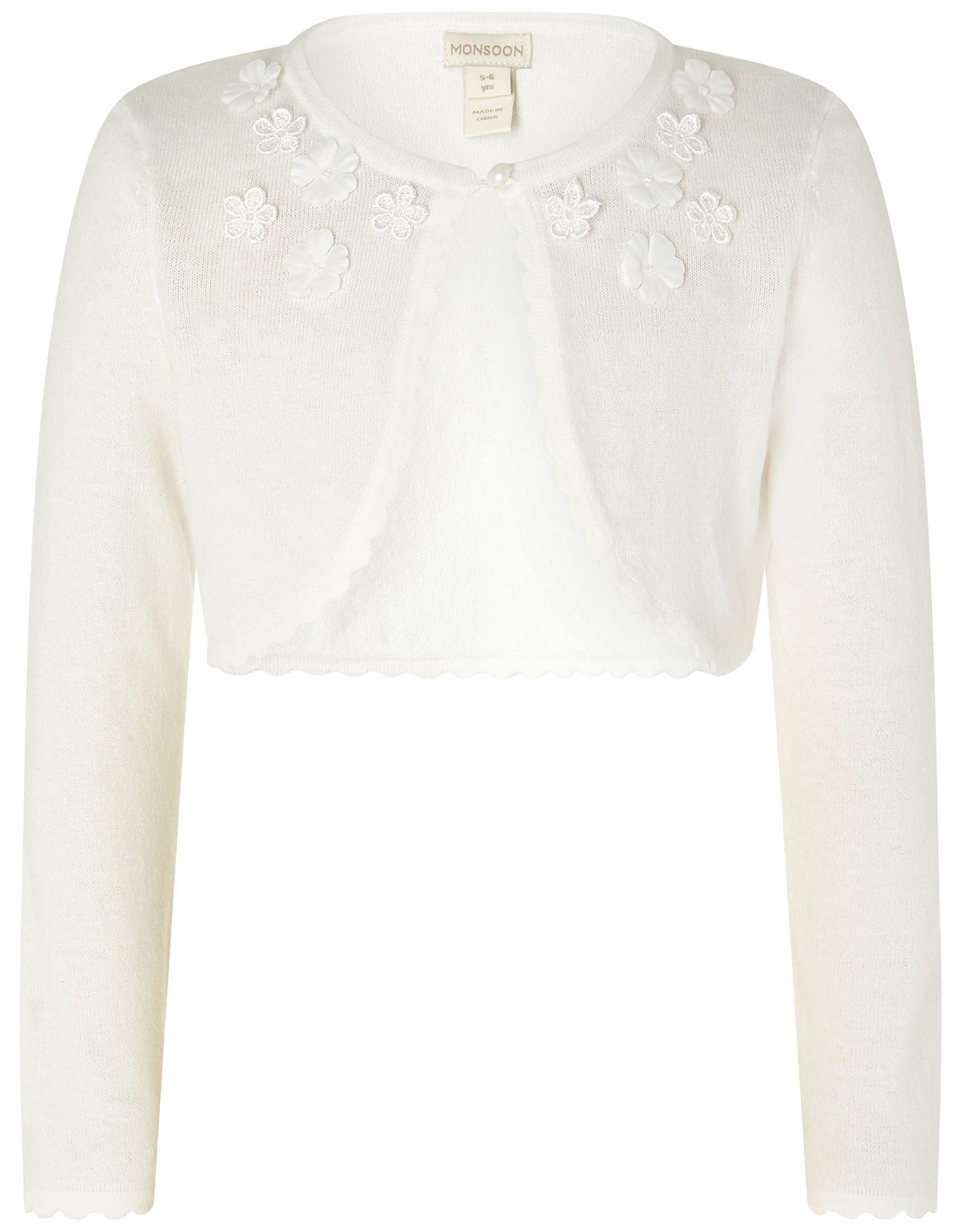 3D Flower Cropped Cardigan Ivory 