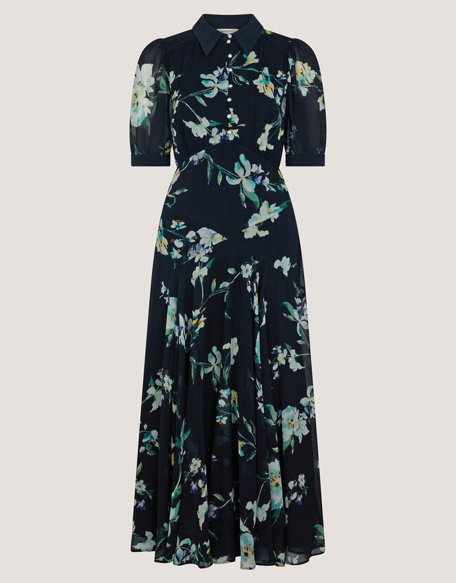 Lilwen Floral Midi Tea Dress Blue