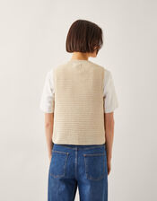 Niki Button Knit Tank Top, Camel (OATMEAL), large