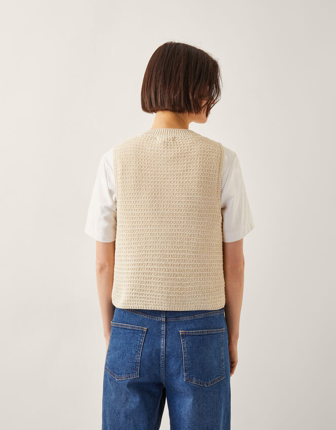 Niki Button Knit Tank Top, Camel (OATMEAL), large