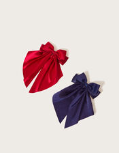 School Bow Tie Hair Clips Set of Two, , large