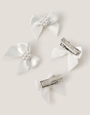 4-Pack Mini Pearl Bow Hair Clips, Ivory (IVORY), large