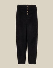 Ella High Waisted Corduroy Barrel Trousers, Black (BLACK), large