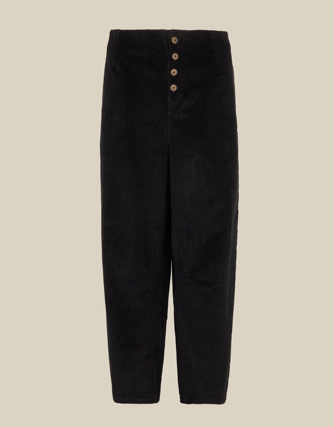 Ella High Waisted Corduroy Barrel Trousers, Black (BLACK), large