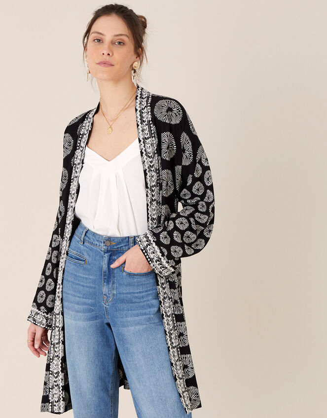 ARTISAN STUDIO Circle Print Kimono, Black (BLACK), large