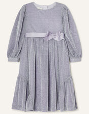 Erin Sparkle Long Sleeve Dress, Silver (SILVER), large
