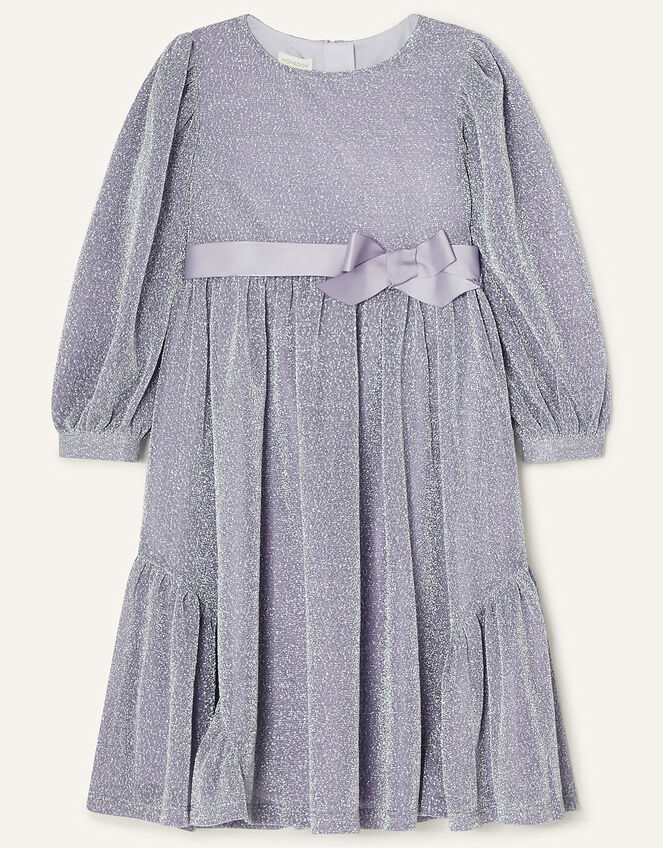 Erin Sparkle Long Sleeve Dress, Silver (SILVER), large