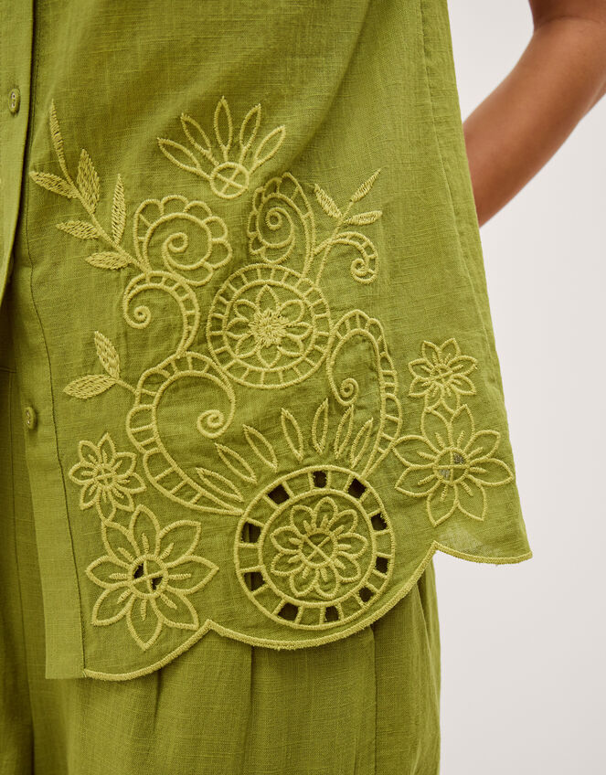Effie Sleeveless Embroidered Shirt, Green (GREEN), large