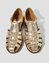 Brady Leather Fisherman Sandals, Gold (GOLD), large