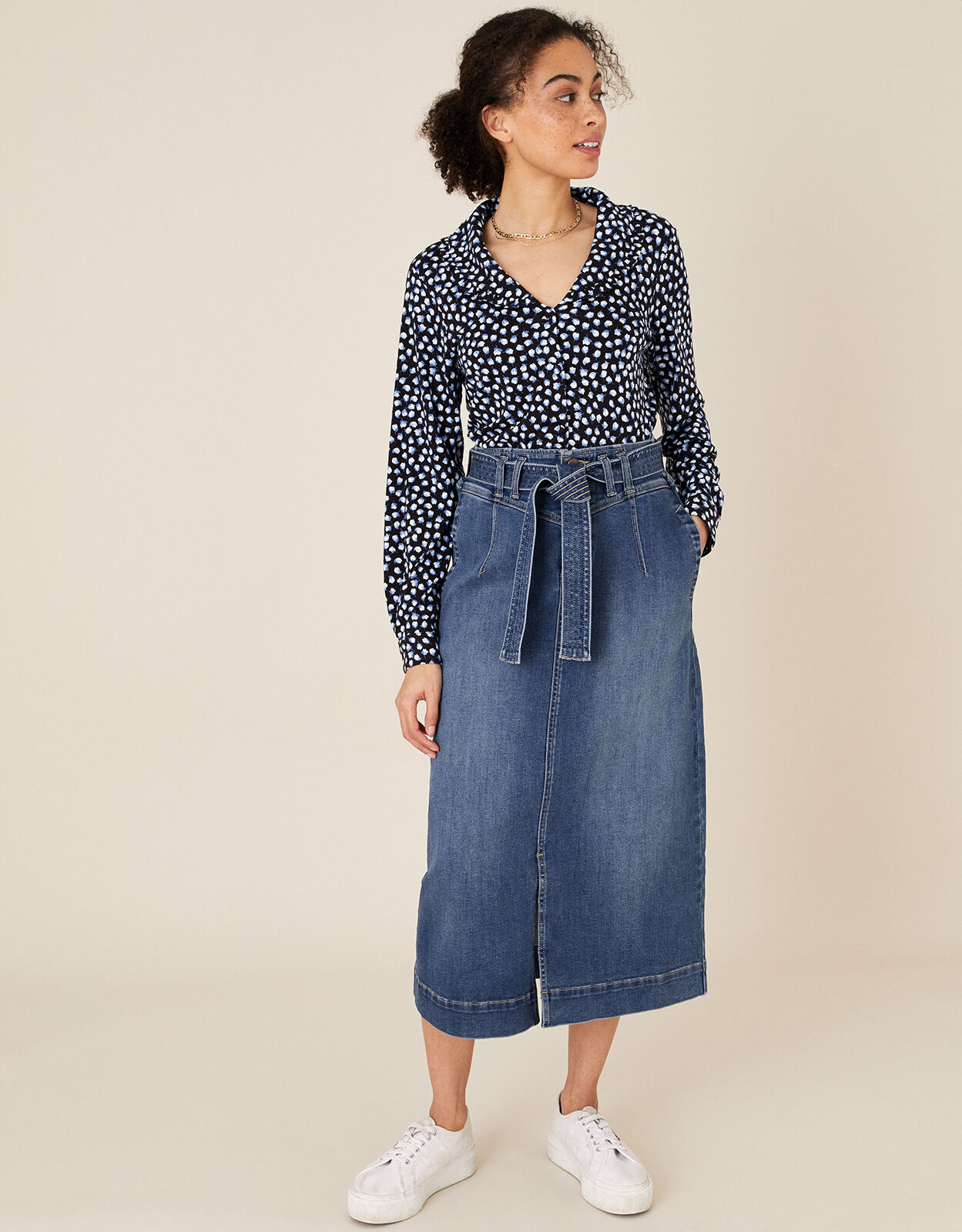 Monsoon denim skirt sale clearance