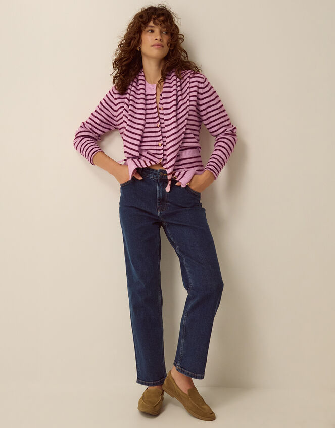 Shola Stripe Cardigan & Scarf, Pink (PINK), large