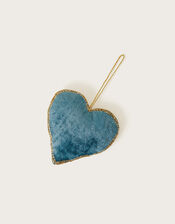 Embellished Velvet Heart Hanging Decoration, Teal (TEAL), large