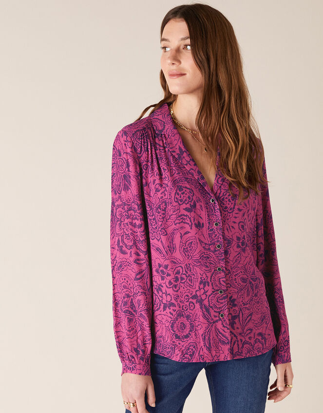 Paisley Print Blouse with LENZING™ ECOVERO™ Pink | Blouses & Shirts ...