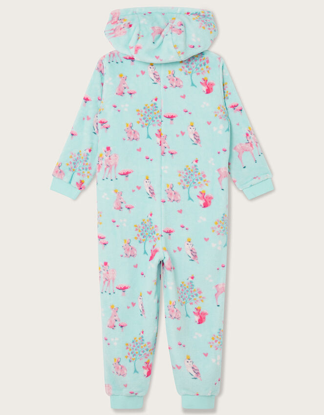 Woodland Print Sleepsuit, Blue (AQUA), large