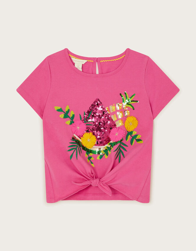Sequin Embellished Fruit T-Shirt, Pink (PINK), large