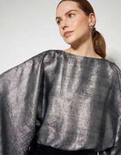 Fifi Metallic Batwing Top, Silver (SILVER), large