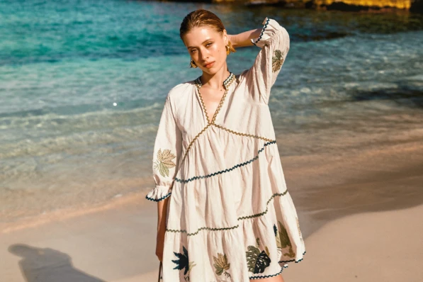 cream embroidered dress