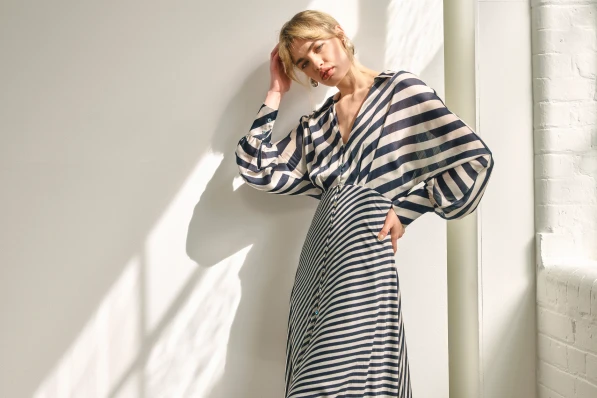 double stripe long sleeve dress