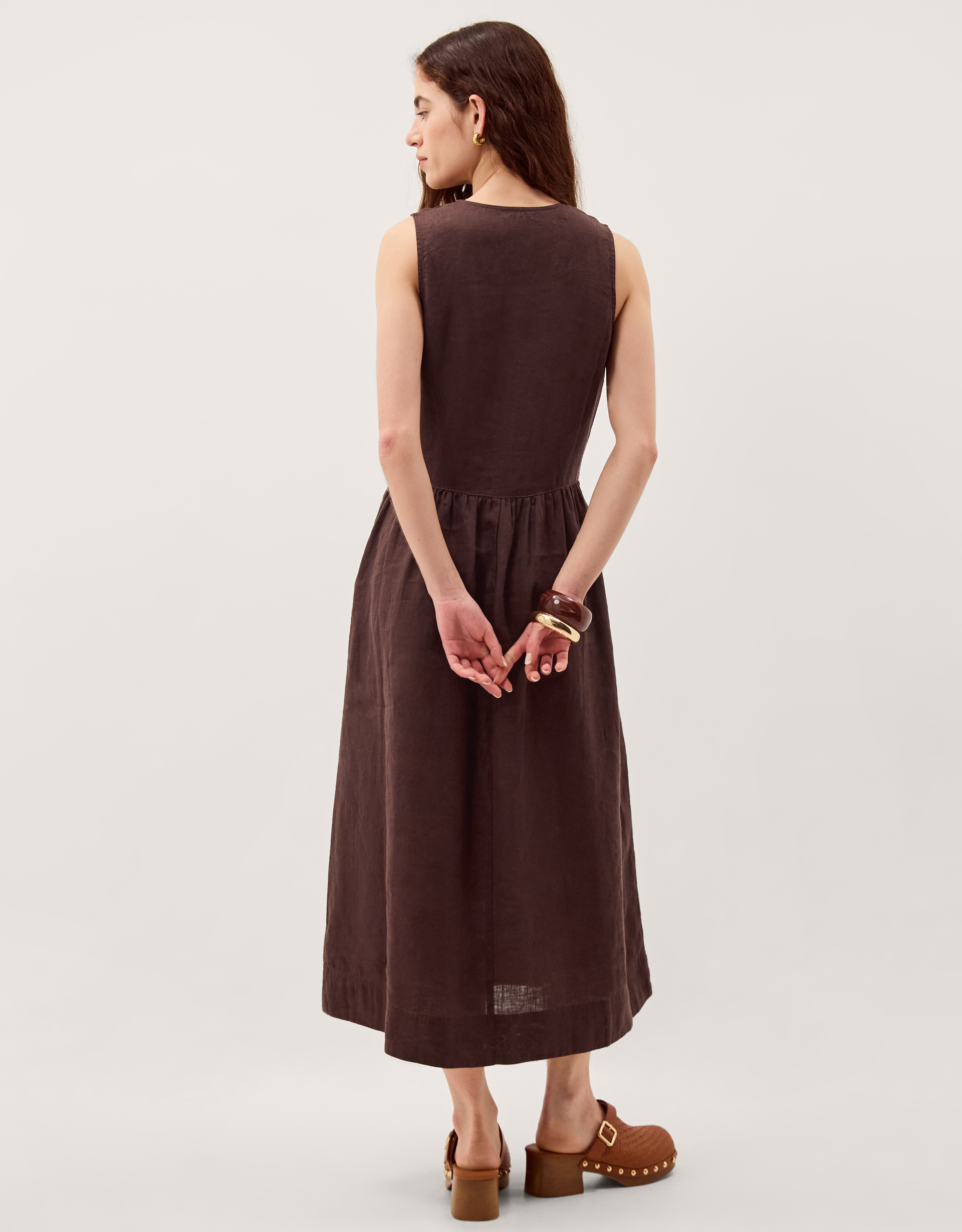 Monsoon Lily Square Neck Linen Midi Dress, view 3