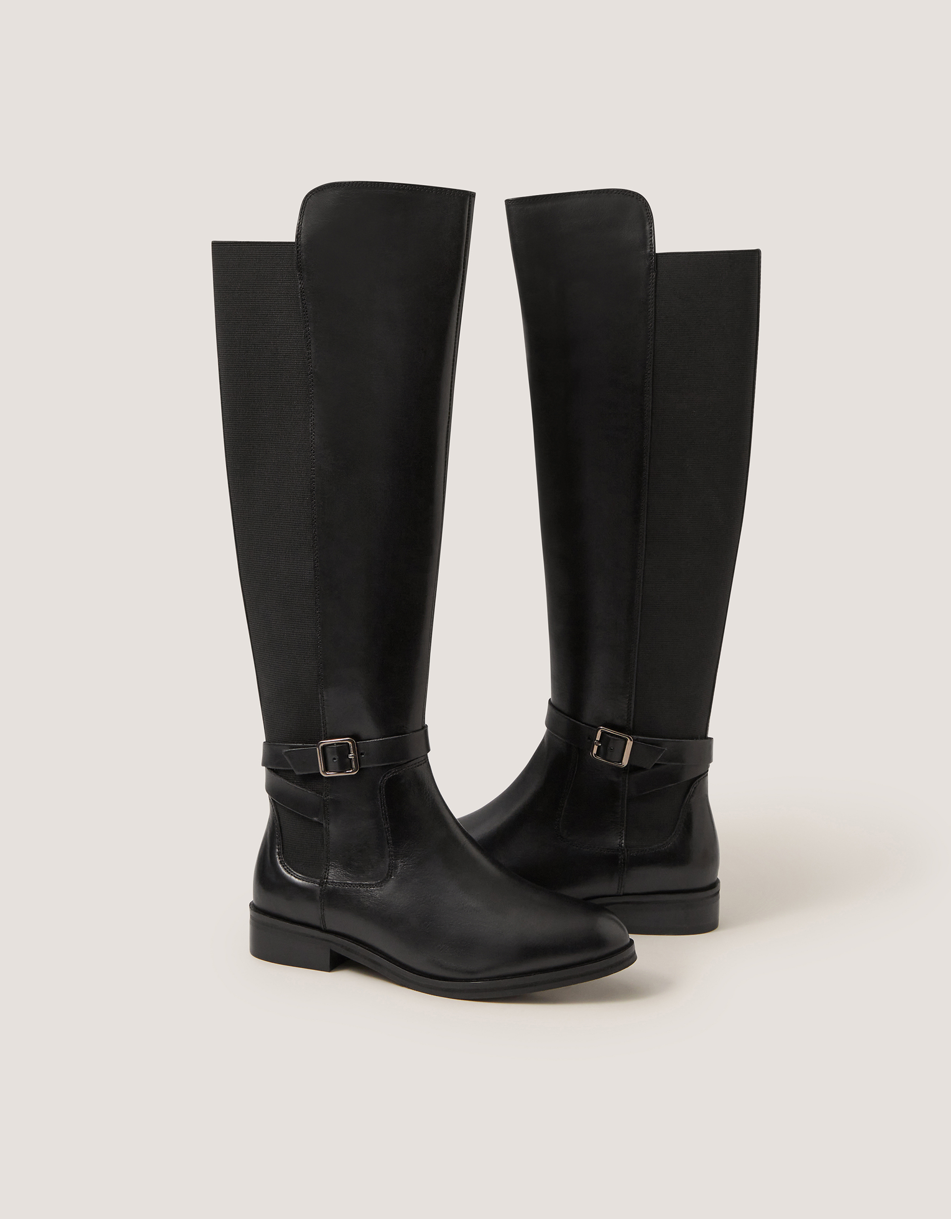 Monsoon Milly Leather Knee High Boots in Black