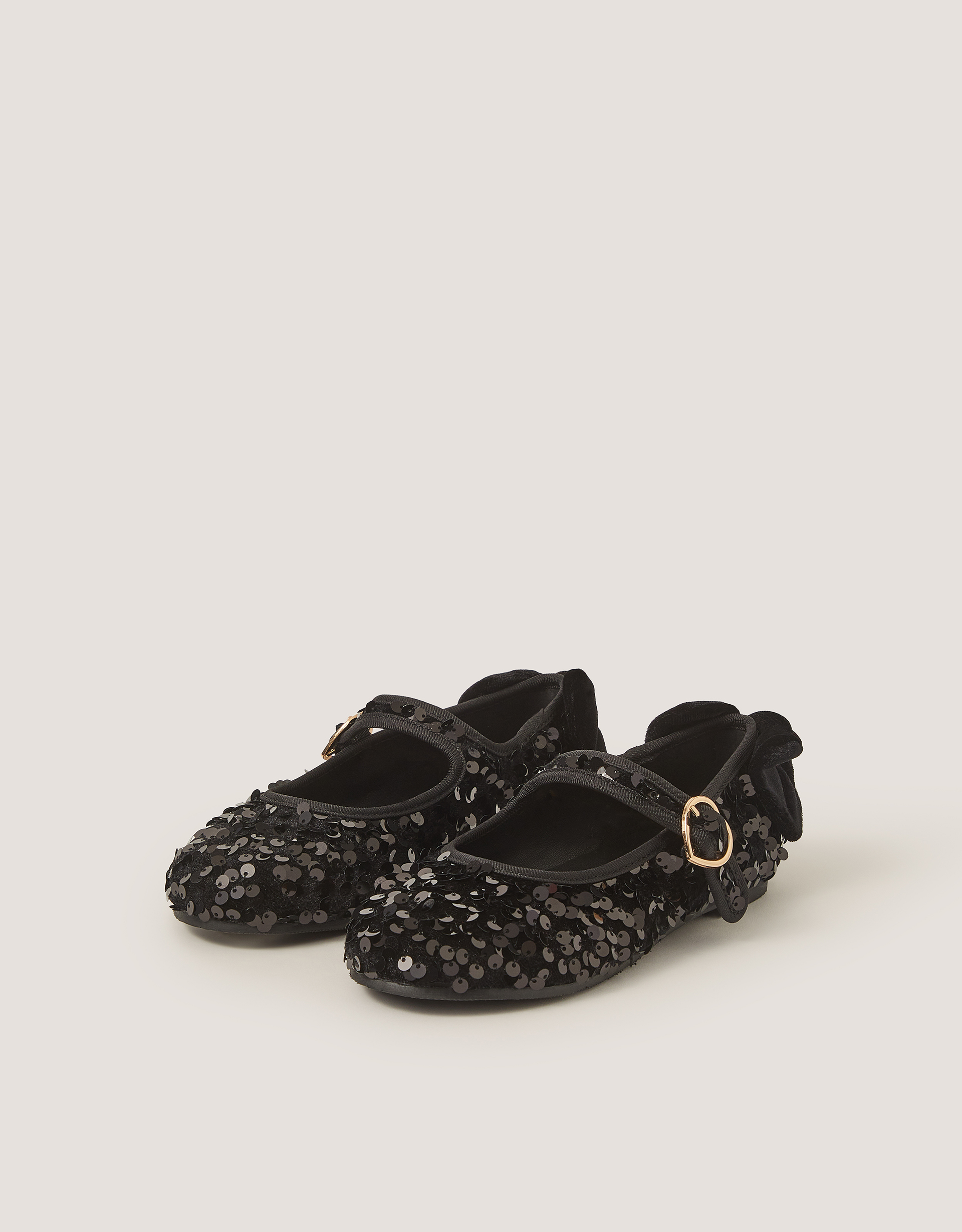 Monsoon Sequin Mary Jane Ballet Flats in Black