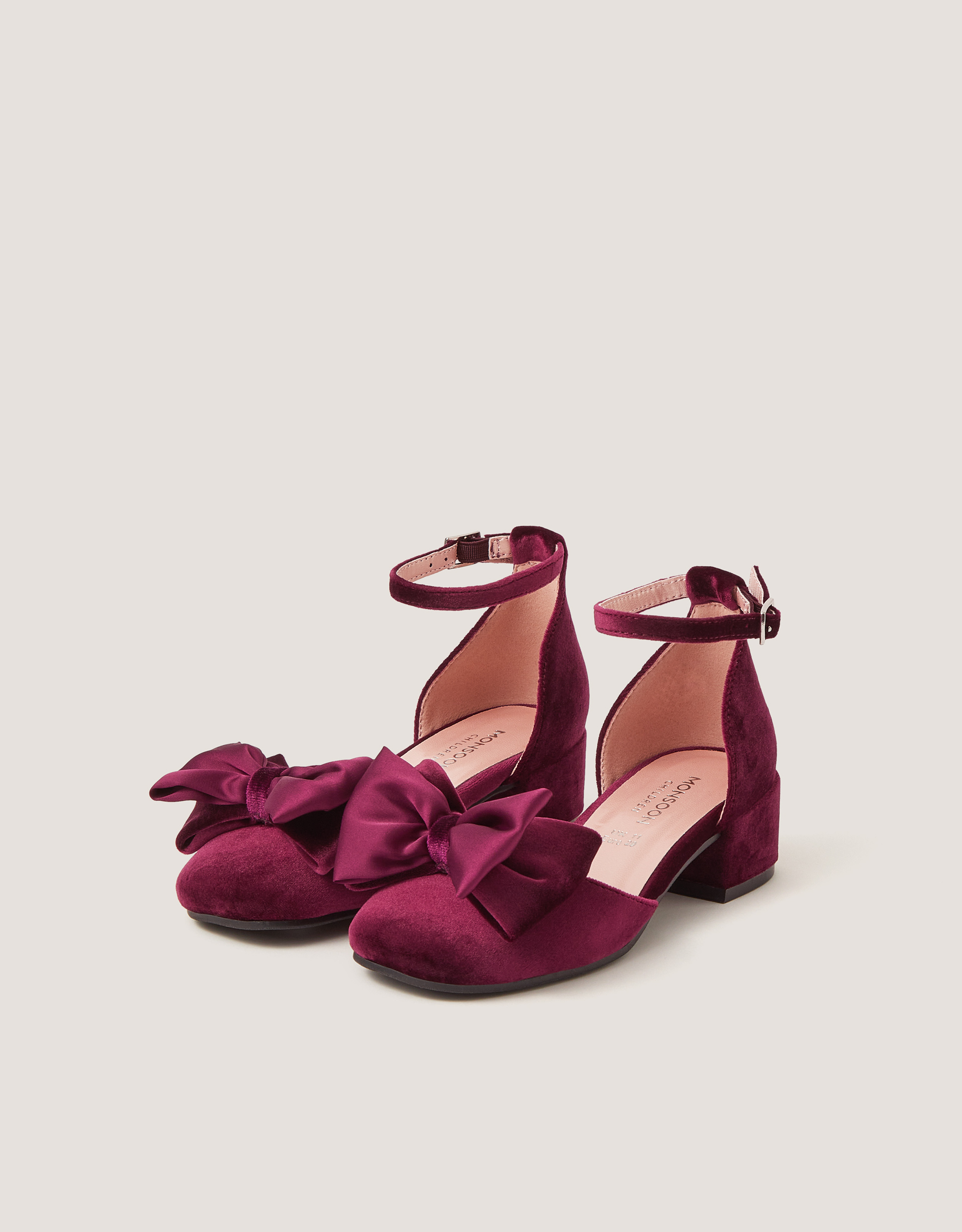 Monsoon Bow Velvet Two Part Heels in red