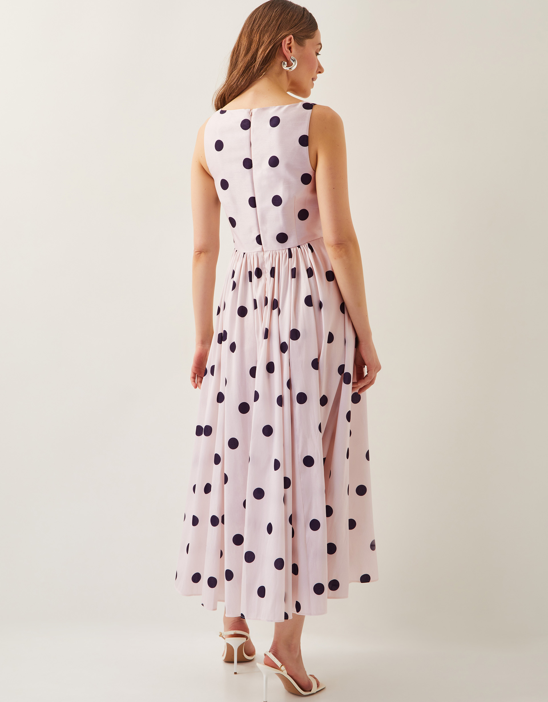 Monsoon Sicily Fit and Flare Midi Dress in Ivory, view 3