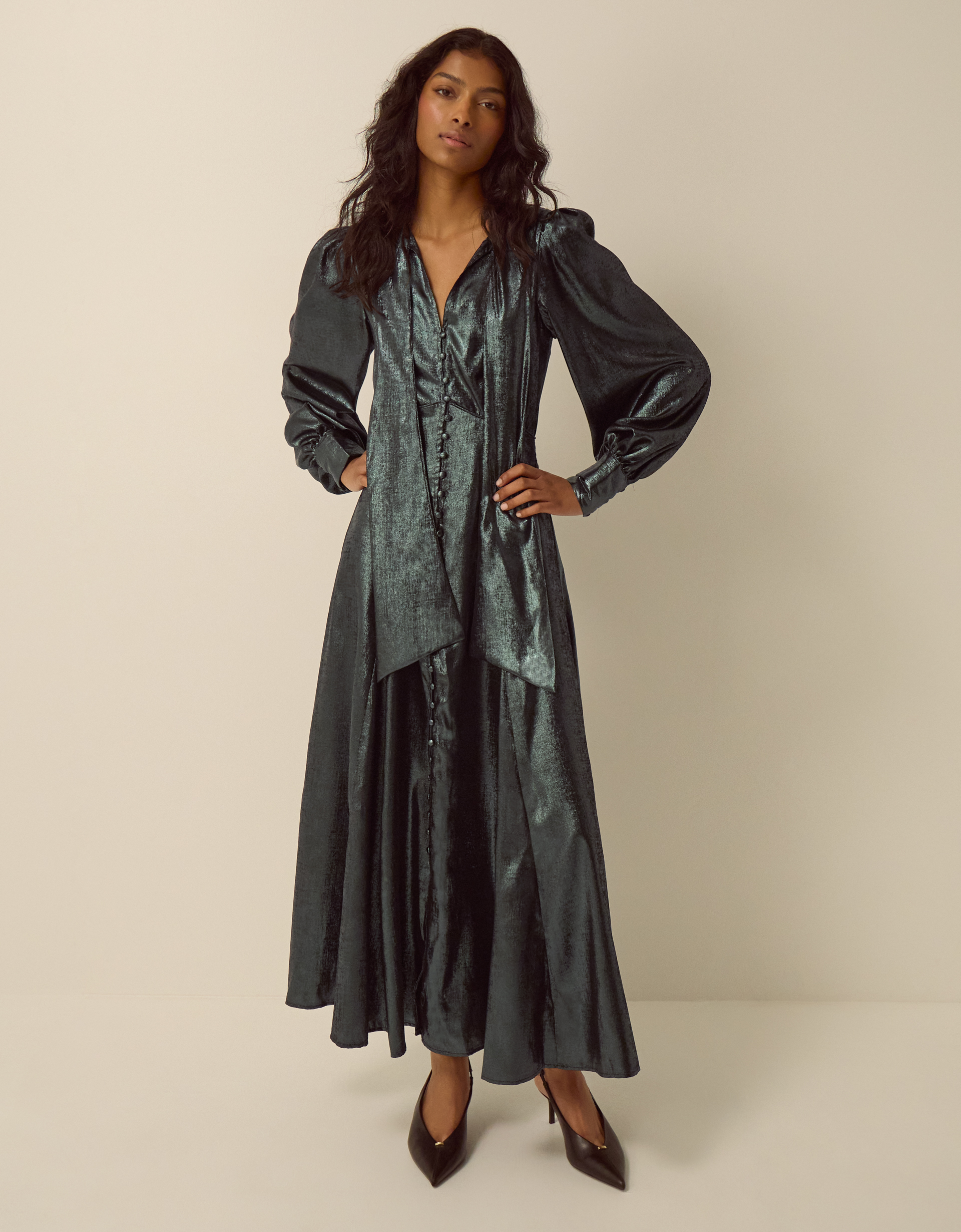 Monsoon Madelyn Metallic Midi Dress
