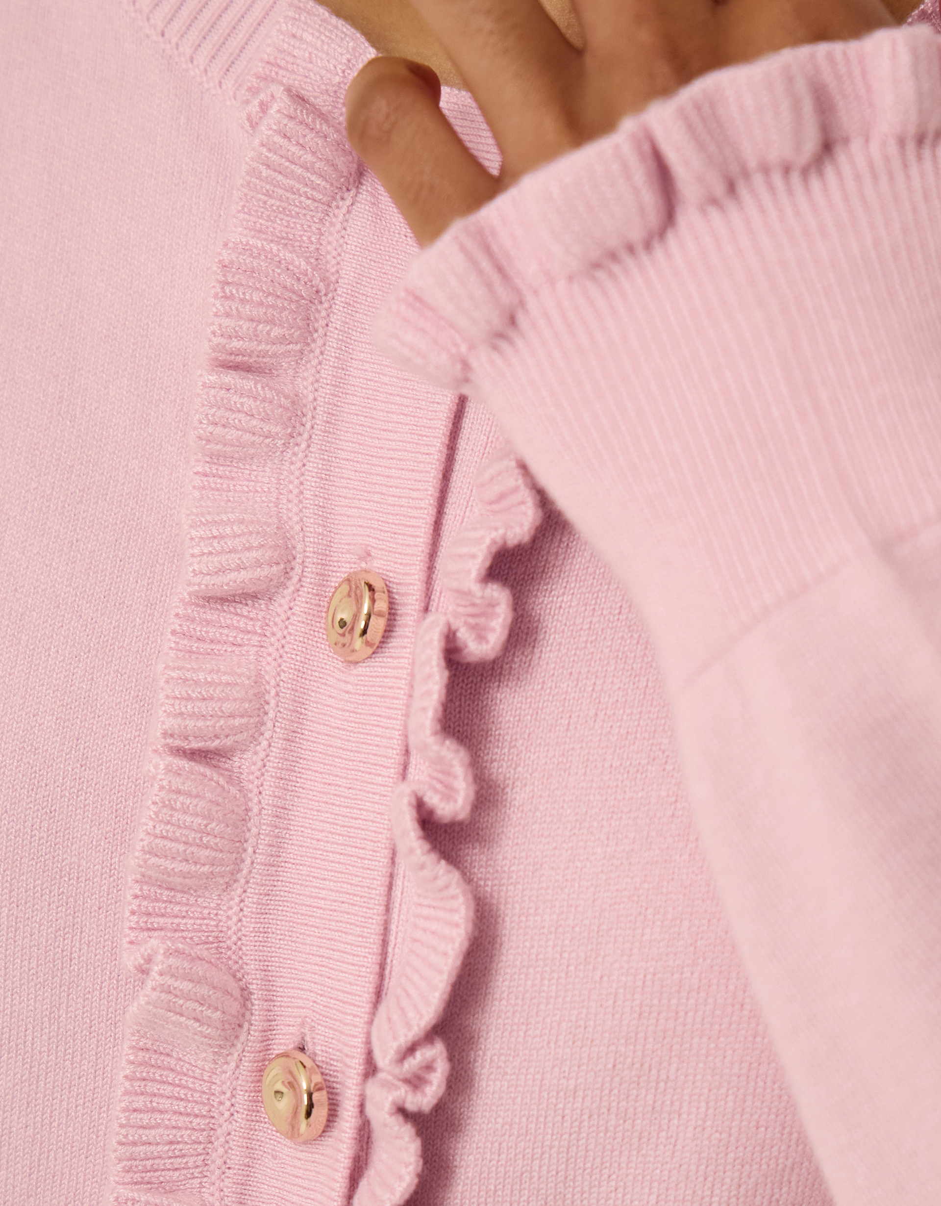 Monsoon Ruby Frill Cardigan in Pink, view 2