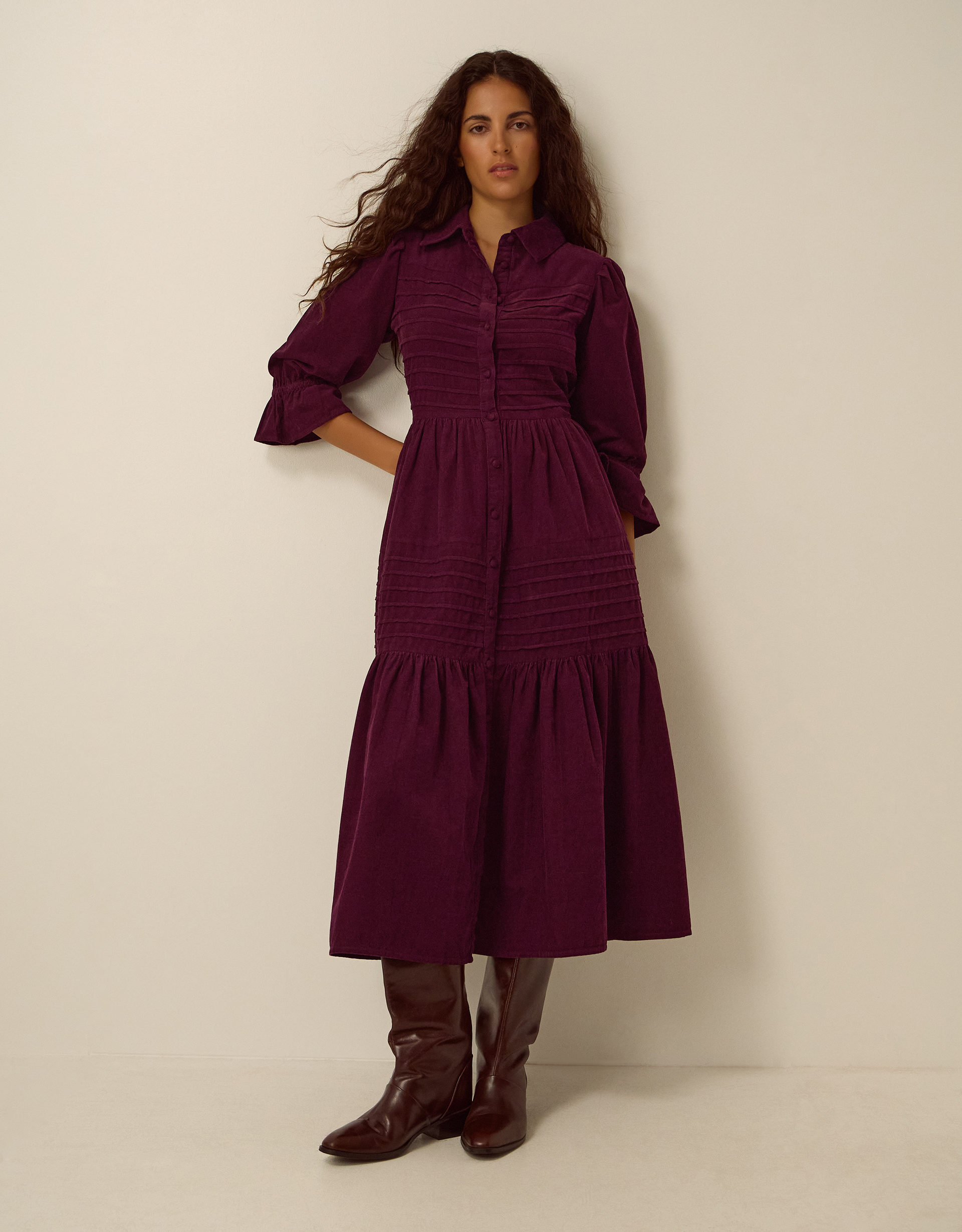 Monsoon Winnie Corduroy Midi Shirt Dress