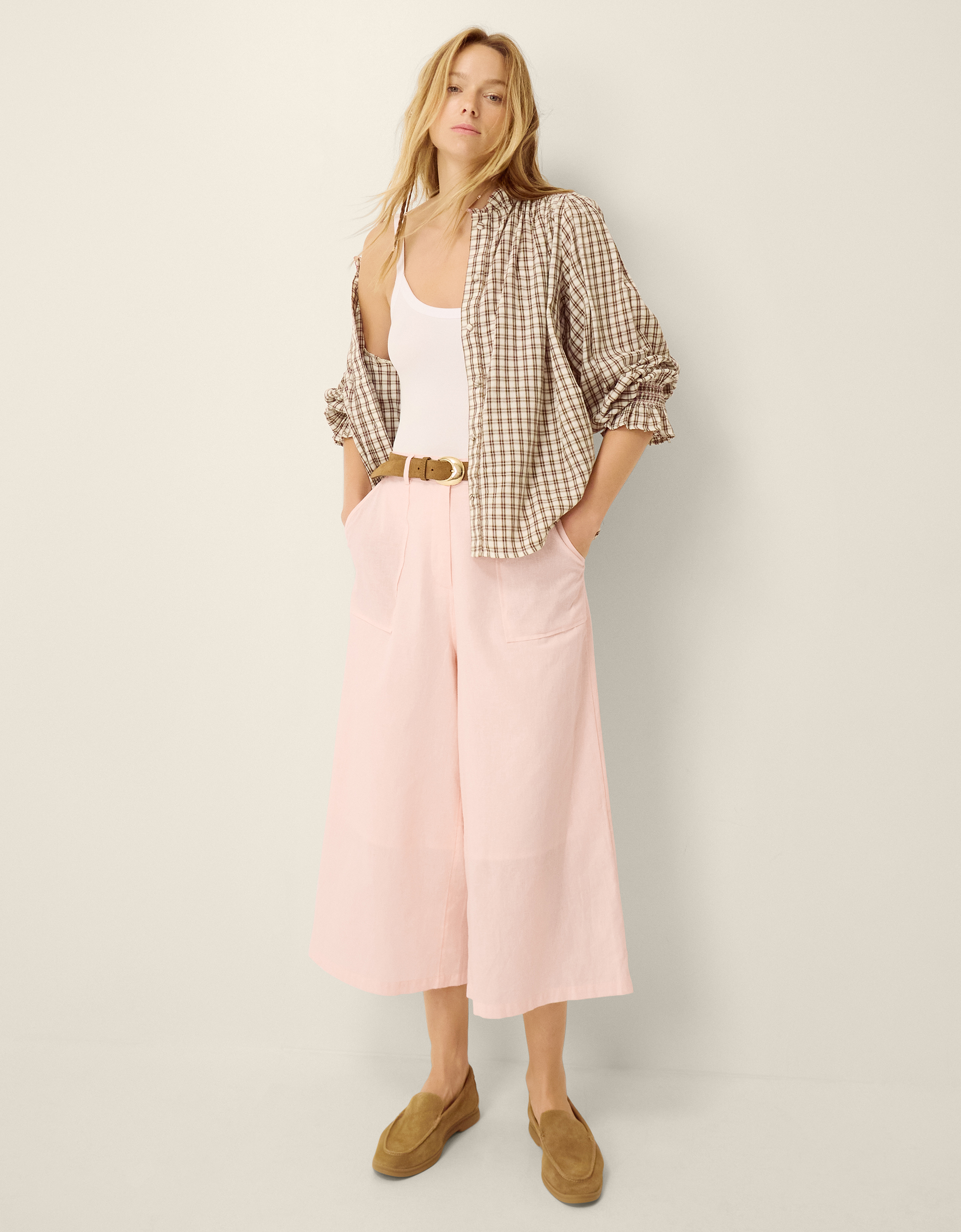 Monsoon Drew High Waist Culottes in Pink