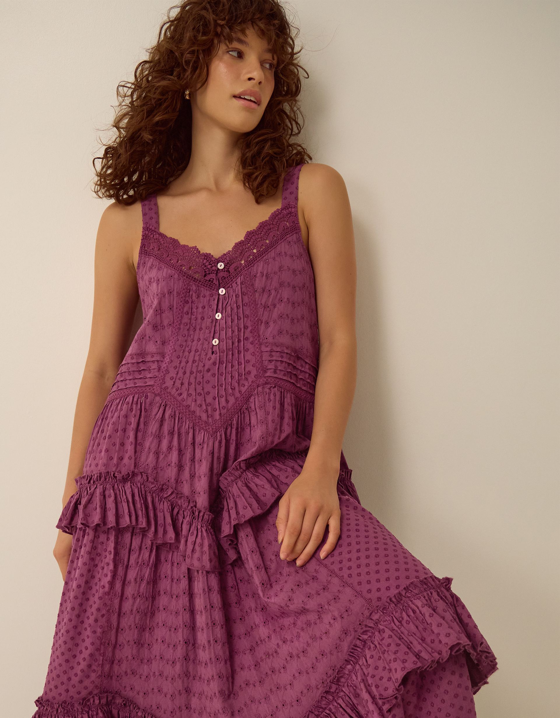 Monsoon Nixie Broderie Frill Maxi Dress, view 5