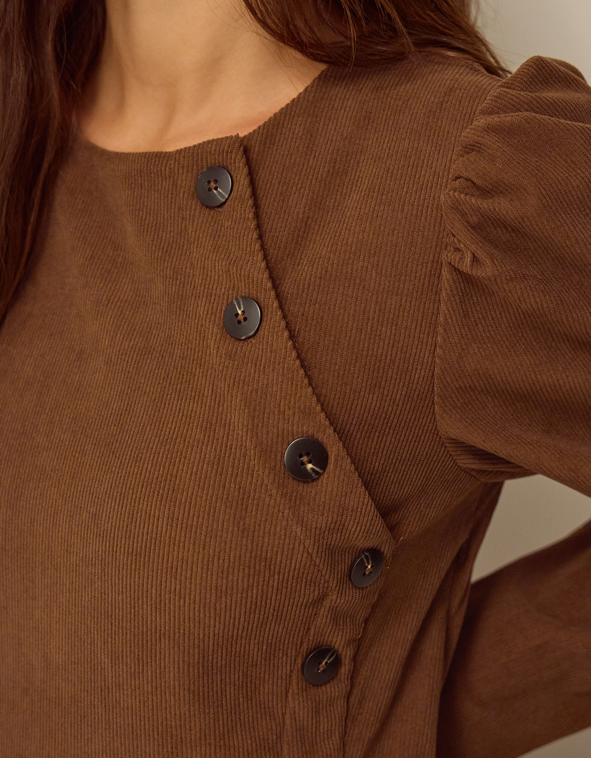 Monsoon Silvia Button Stretch Corduroy Midi Dress, view 4