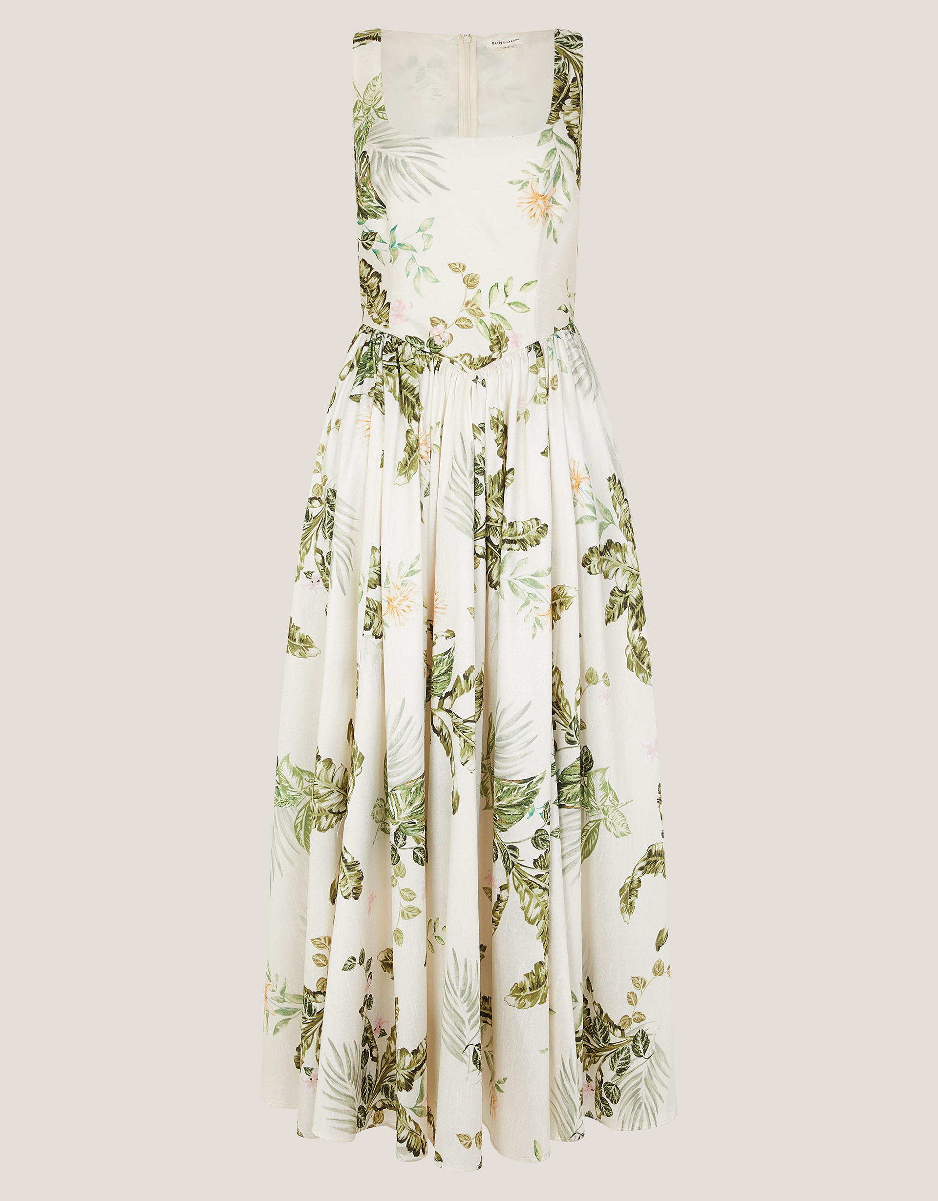 Monsoon Sicily Fit and Flare Midi Dress in Cream, view 5