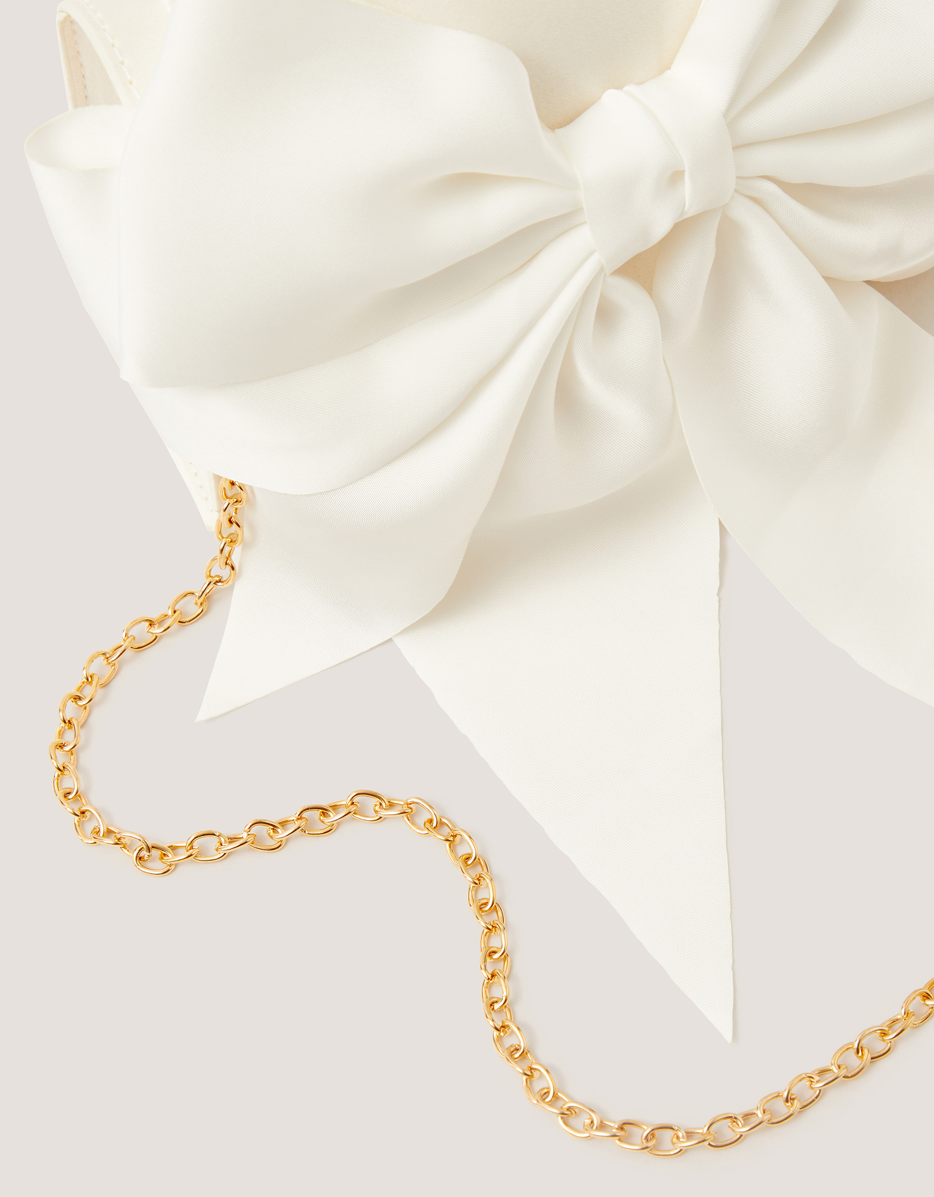Monsoon Satin Bow Bag in Ivory, view 3