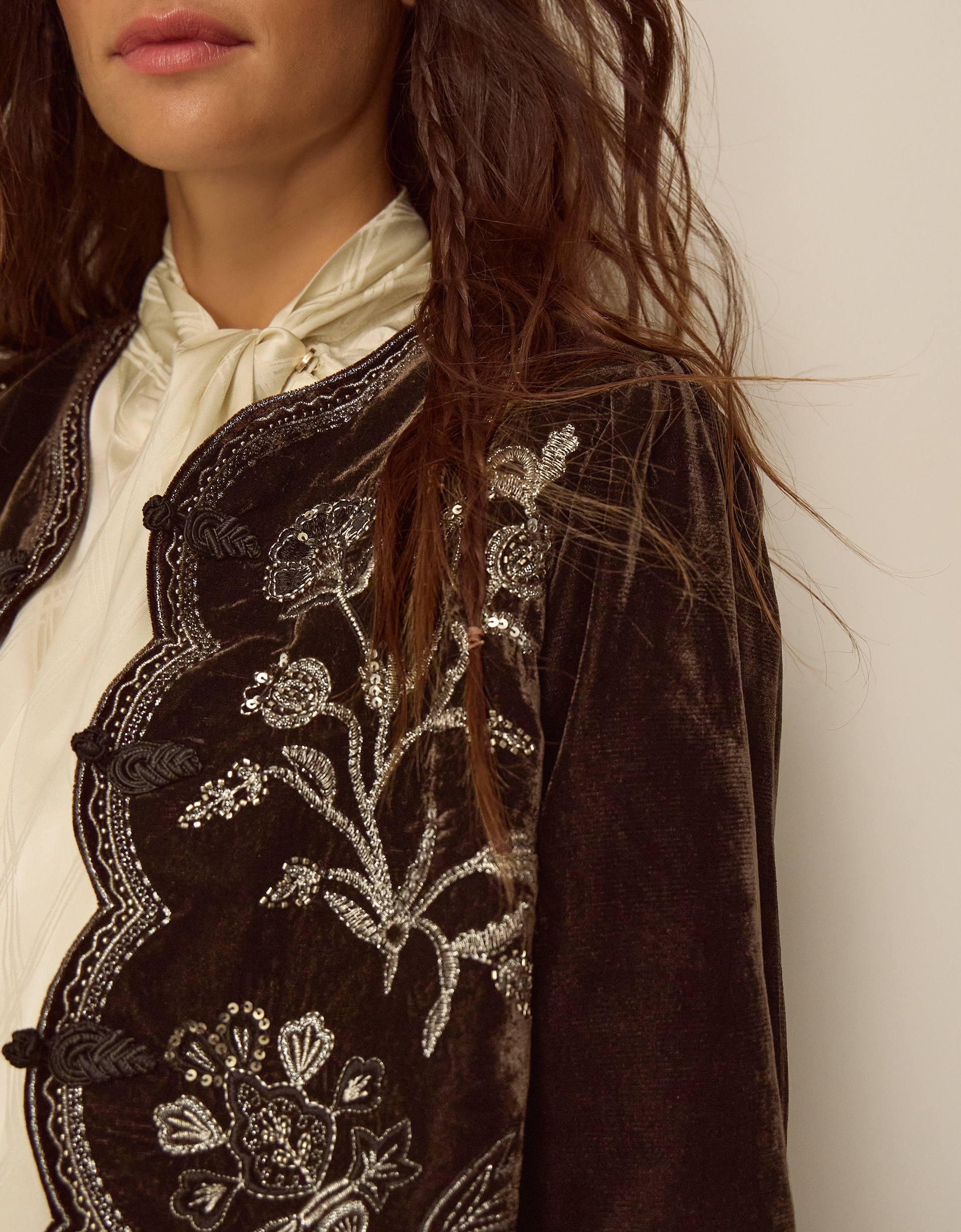 Monsoon Julia Embellished Velvet Jacket, view 4