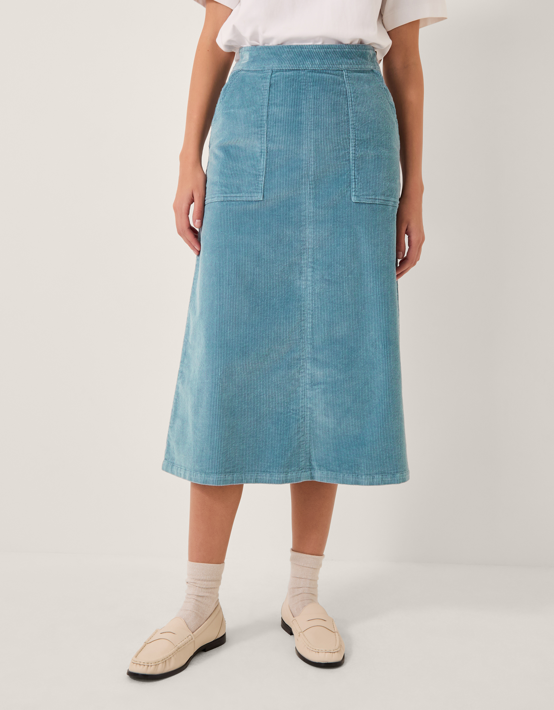 Monsoon Malika Corduroy Midi Skirt in Blue, view 4