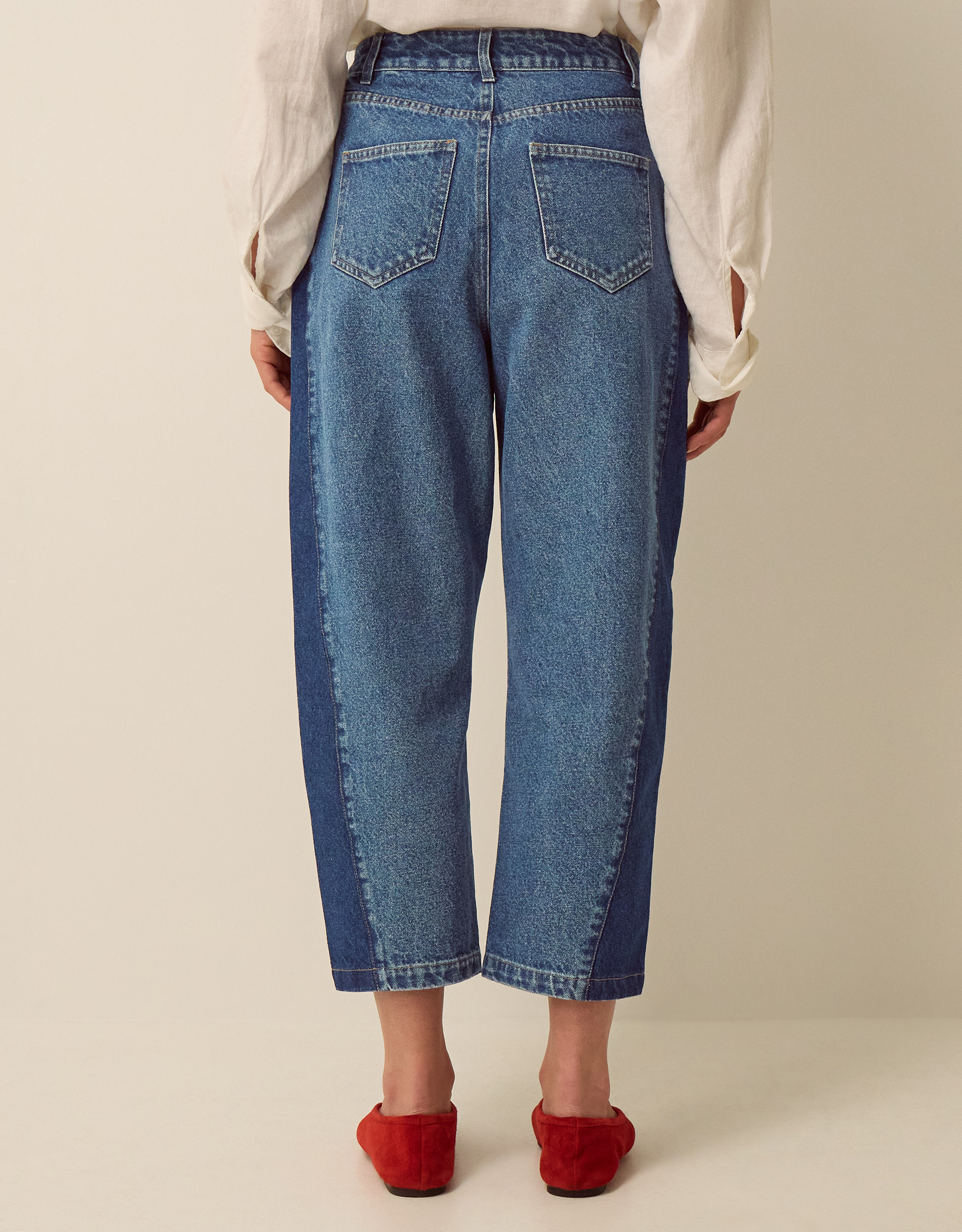 Monsoon Natalie Contrast Barrel Jeans, view 3