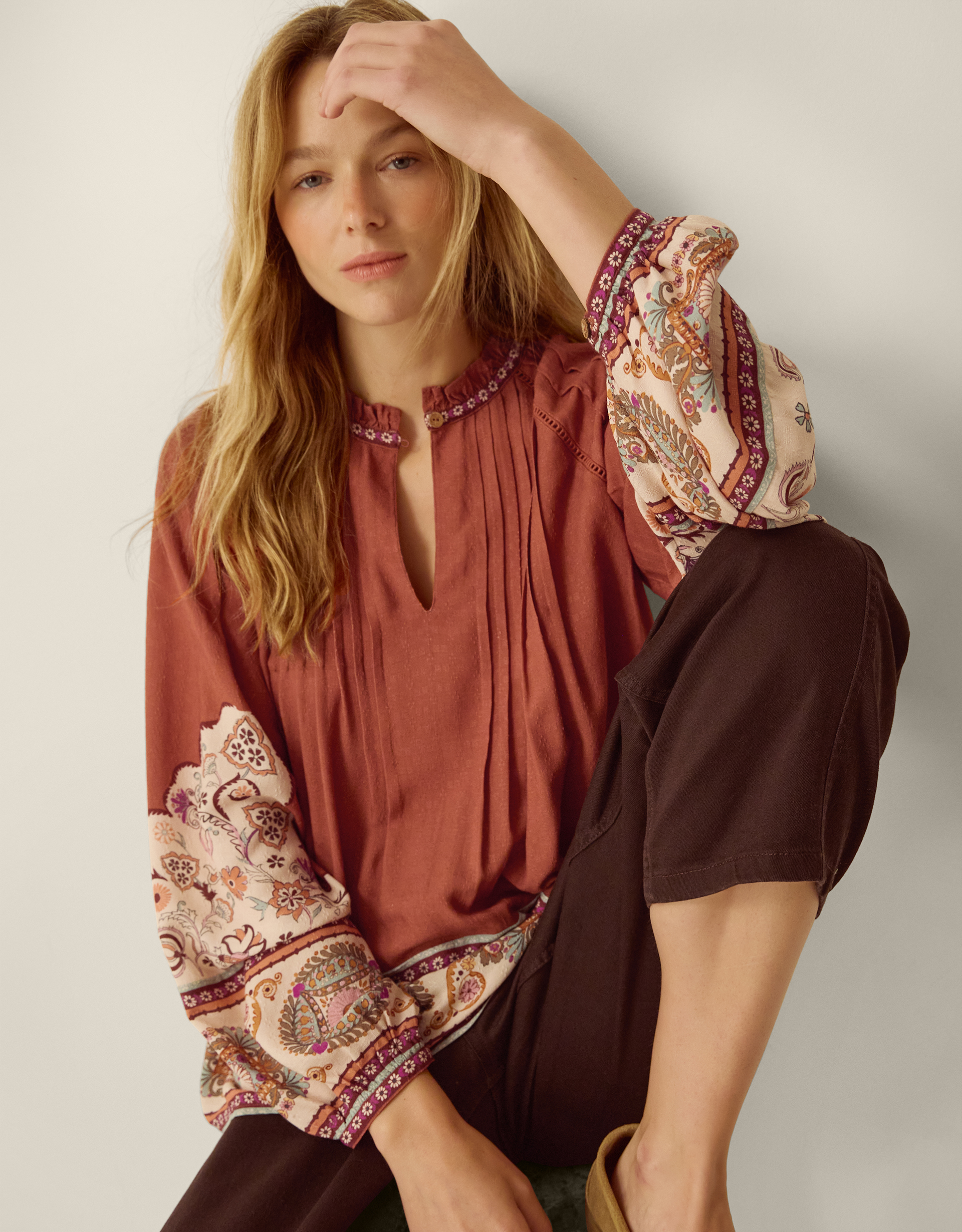 Monsoon Alexandra Floral Pintuck Blouse, view 3