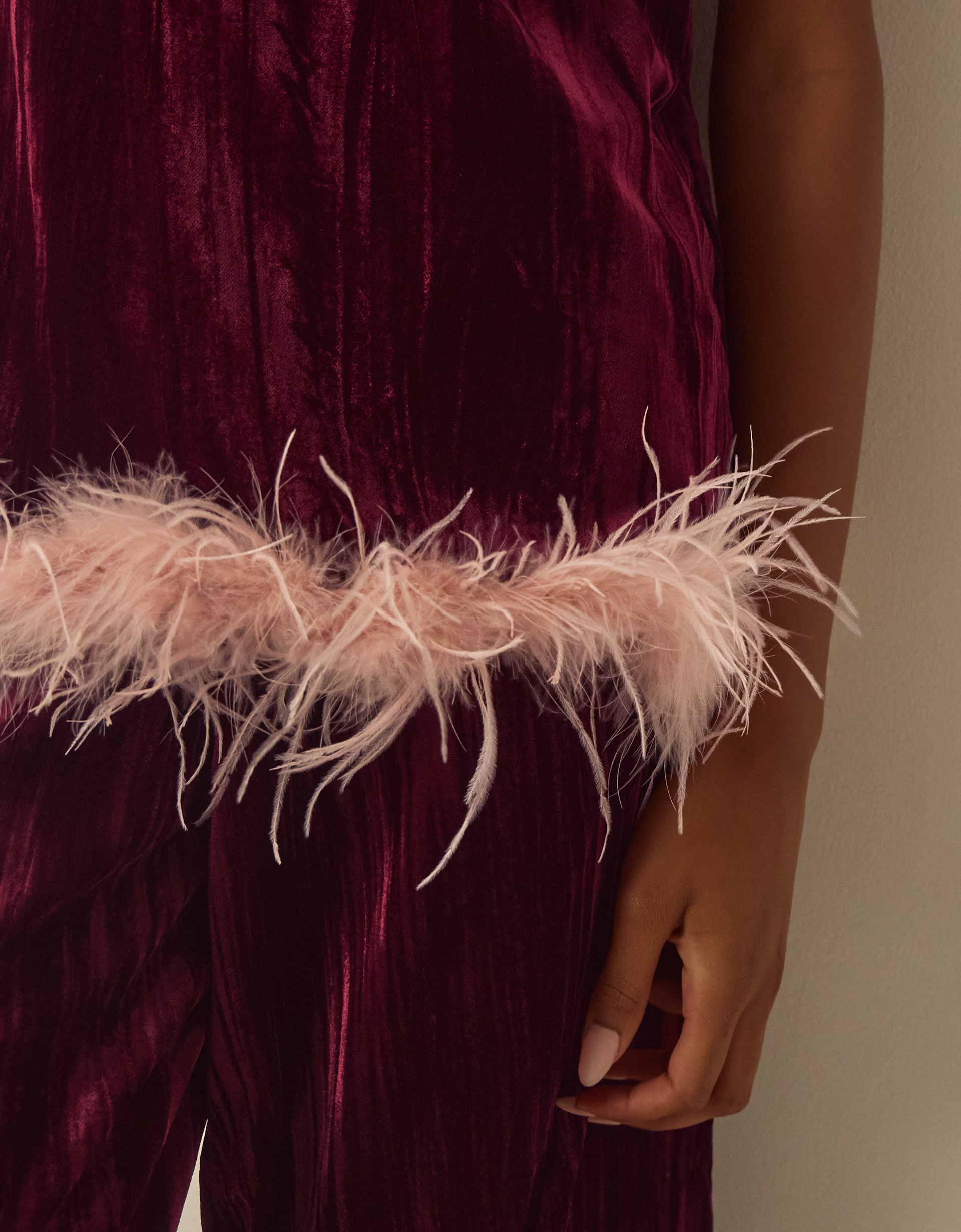 Monsoon Emma Sleeveless Faux Feather Velvet Top, view 2