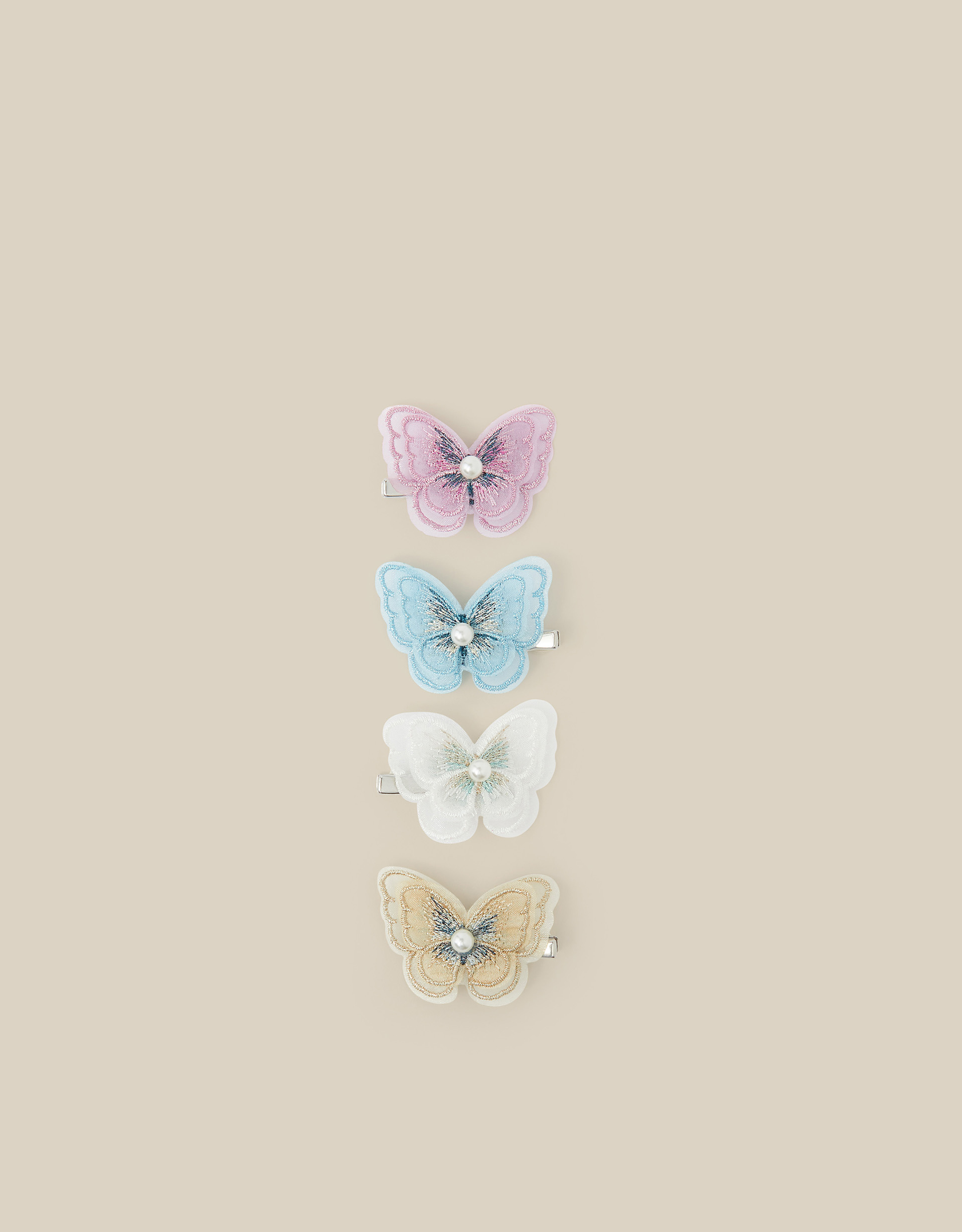 4-Pack Embellished Butterfly Hair Clips Multi