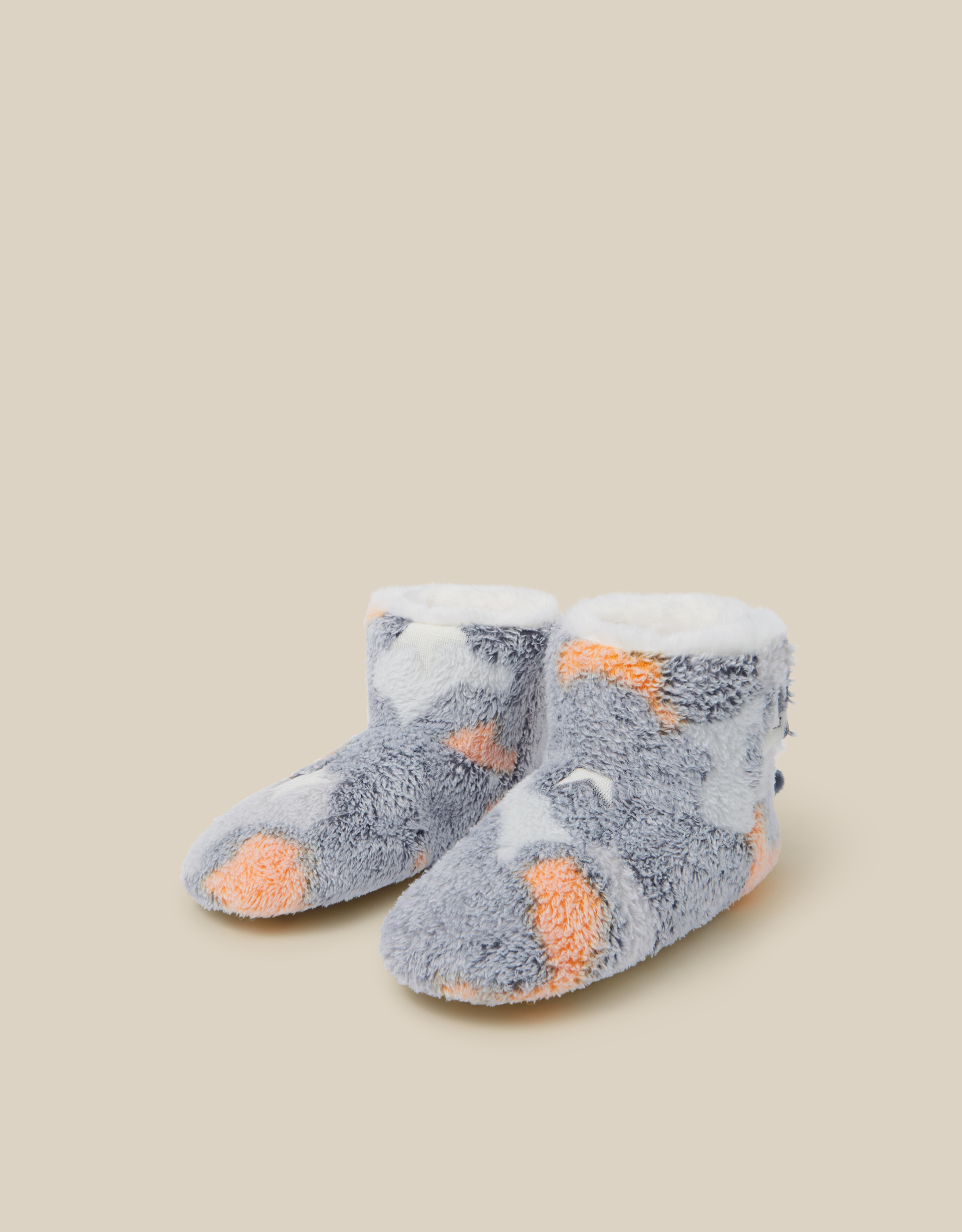 Monsoon Glow in the Dark Fluffy Dino Boot Slippers in multi