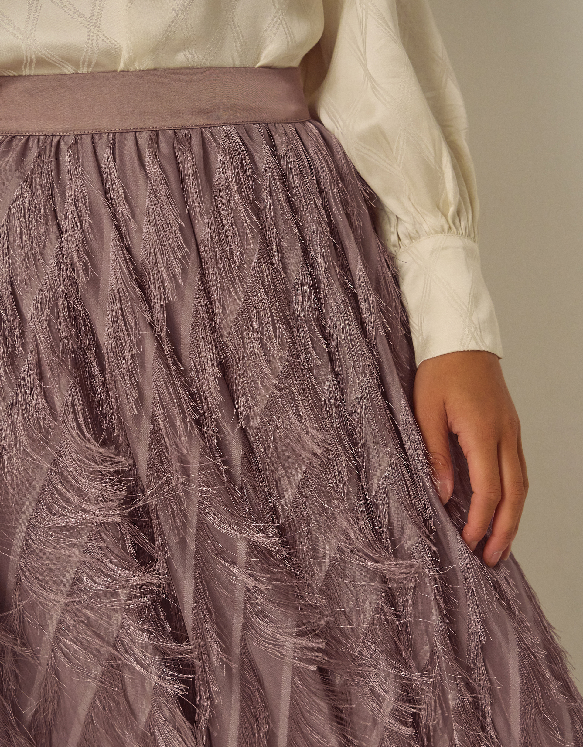 Monsoon Fayana Fringe A-Line Midi Skirt, view 3
