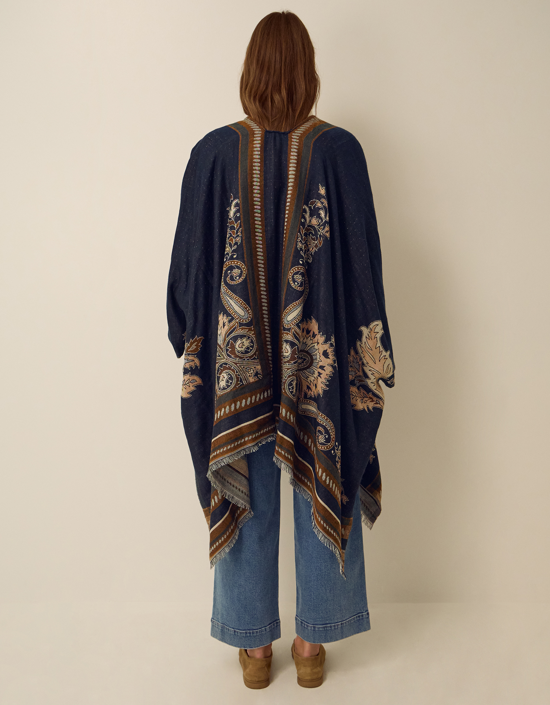 Monsoon Crissy Jacquard Poncho, view 3