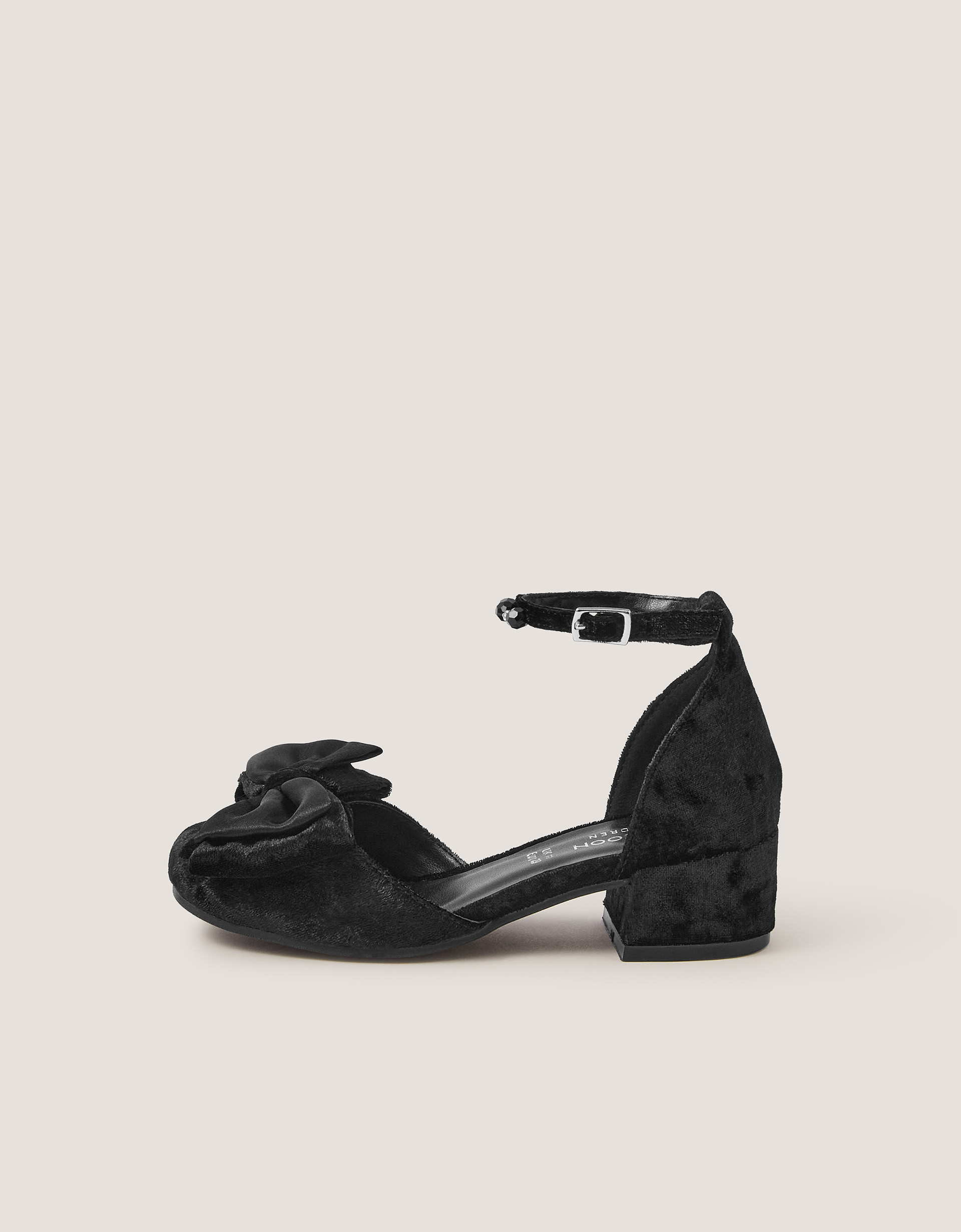 Monsoon Embellished Bow Velvet Two Part Heels, view 2