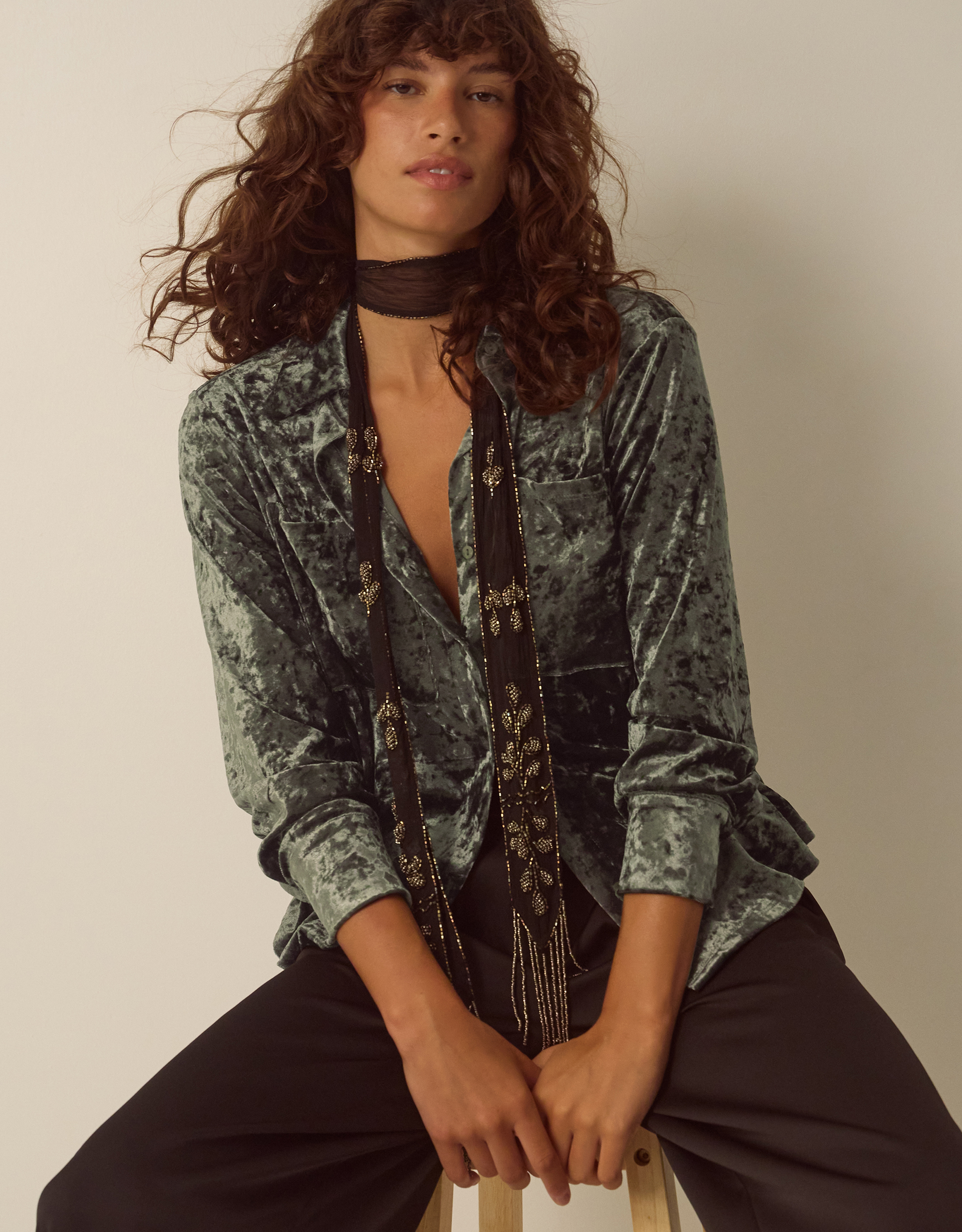 Monsoon Ola Oversized Velvet Shirt