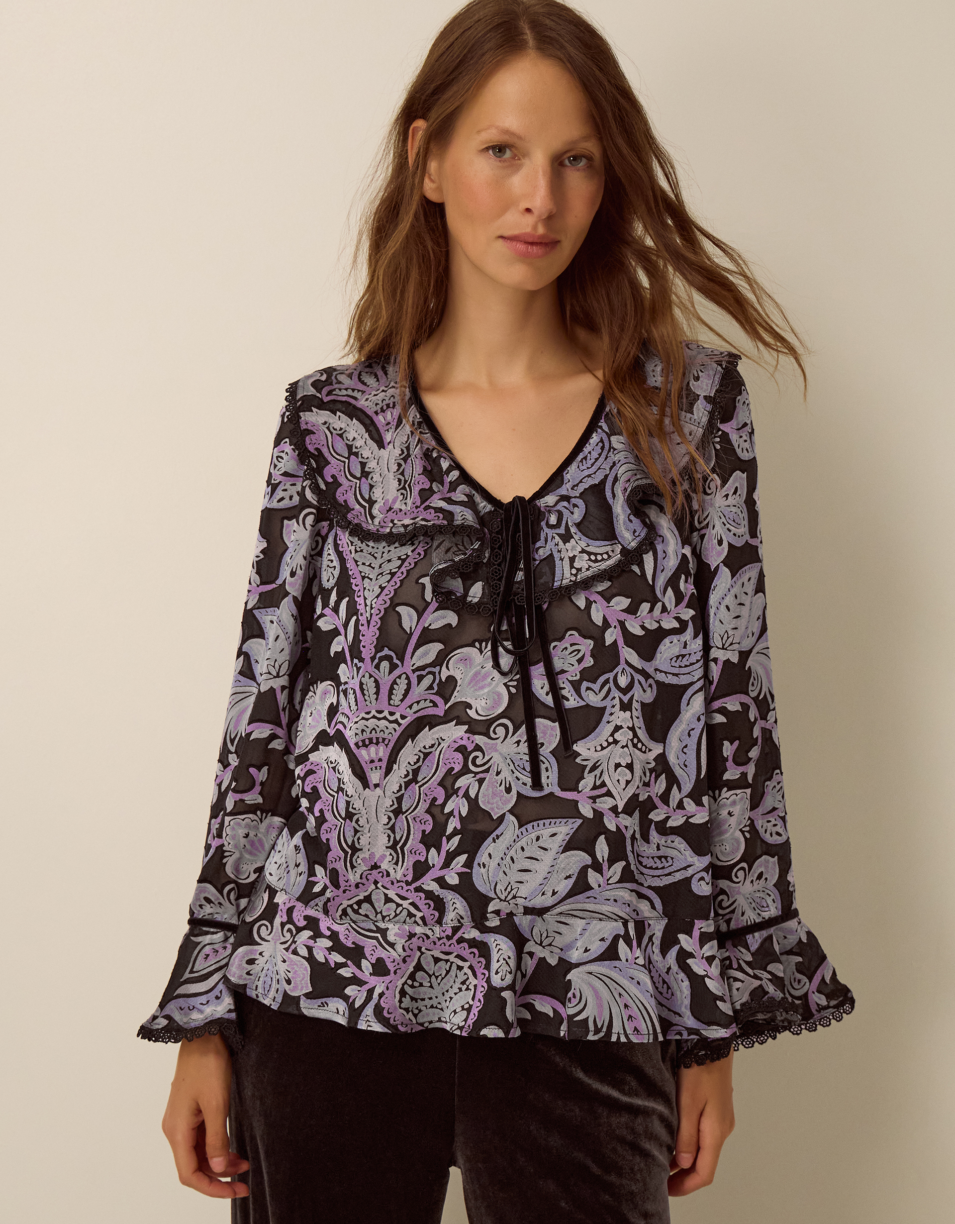 Monsoon Claudia Floral Devoré Top, view 5